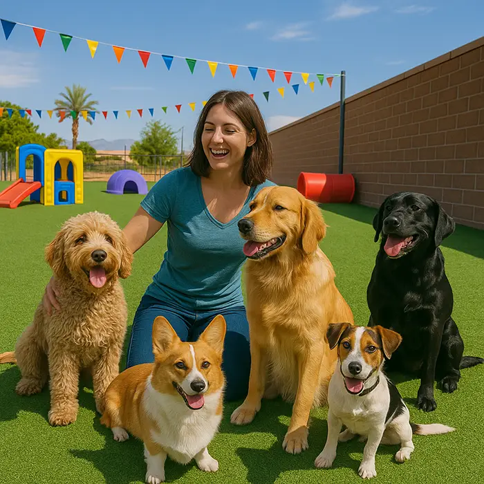 pet-sitting happy dogs