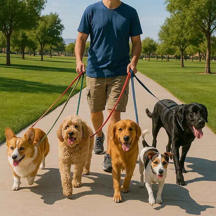 walking 4 dogs